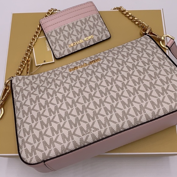 MICHAEL KORS GIFTABLE SHOULDER BAG & CARD HOLDER BOXED SET POWDER BLUSH GLITTER - Picture 8 of 15